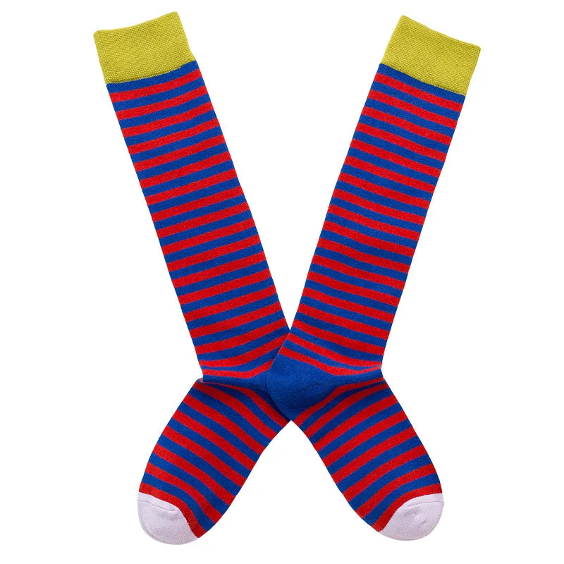 Socks Women's High Tube Calf Knee-length Socks Retro Illustration Art Abstract Street Autumn and Winter Cotton Socks High Sock
