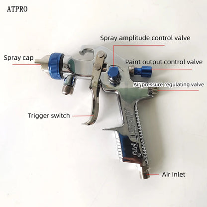 ABST Pneumatic Paint spray Gun Lower Pot 1.7 MM Nozzle Diameter Car Spray Paint Gun Industrial Coating Home Spray Paint