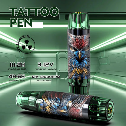 Wireless Tattoo Pen Kit, Wireless Tattoo Machine, Includes 10 Tattoo Needles and 2 Disposable Cap Tattoo Ink Cups, Tattoo Pen Machine Pen Holder, Transfer Paper and Other Tattoo Supplies, Suitable for Tattoo Beginners