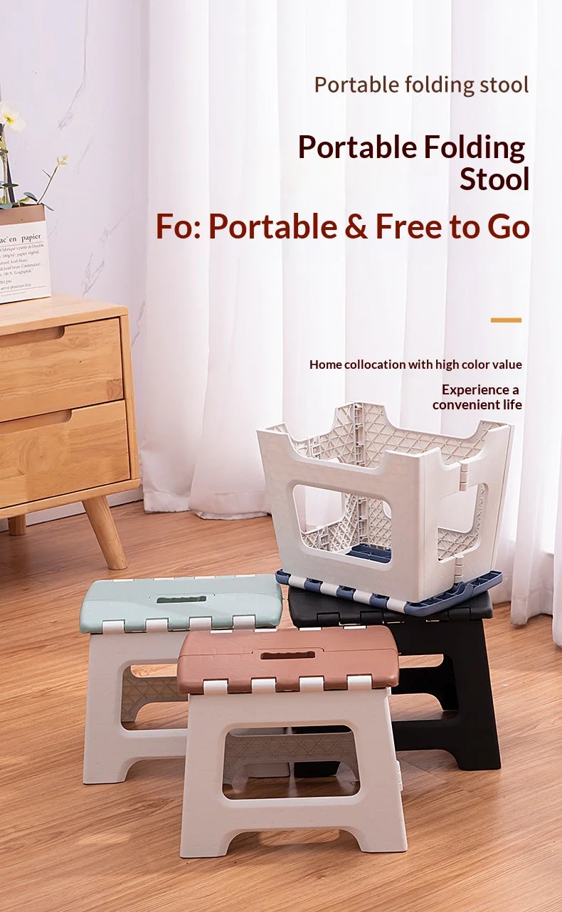 Folding stool, portable outdoor bench, low plastic, easy to carry, suitable for street vending, thickened stool, small household