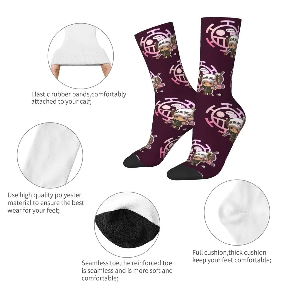 Fashion Men's Socks Harajuku Tony Tony Choppers Sock Luffys Zoros Trafalgar Law Anime Women's Socks Spring Summer Autumn Winter