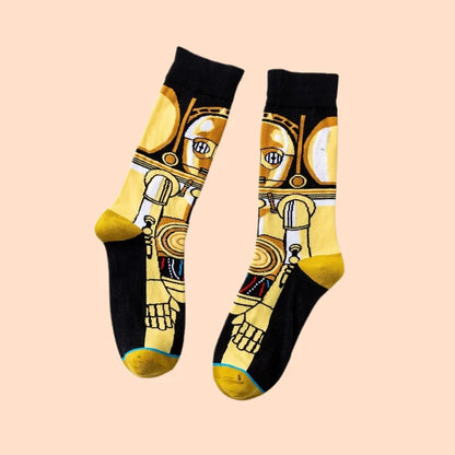 1 pair Autumn Winter Anime Socks Movie Women socks Master Yoda R2-D2 Cosplay Socks Wookiee Jedi Knight Novelty Men's Socks 37-45
