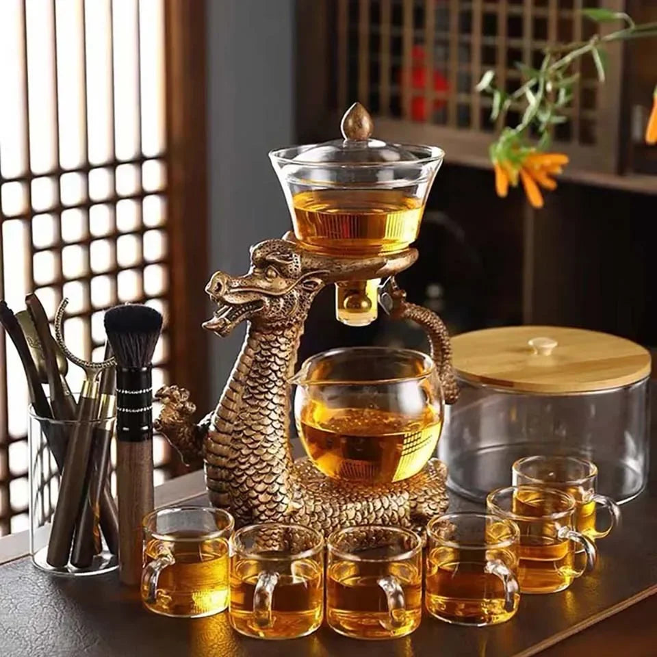 New Creative Dargon Teapot Full Automatic Glass Tea Set Pu'er Oolong Magnetic Suction Cup Teapot