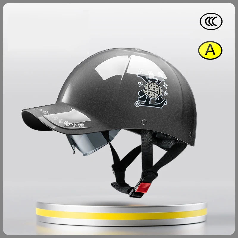 New Cafe Racer Chopper Scooter Safety Hard Hat Half Face Vintage Summer Cap Motorcycle Half Helmet Baseball Cap Style