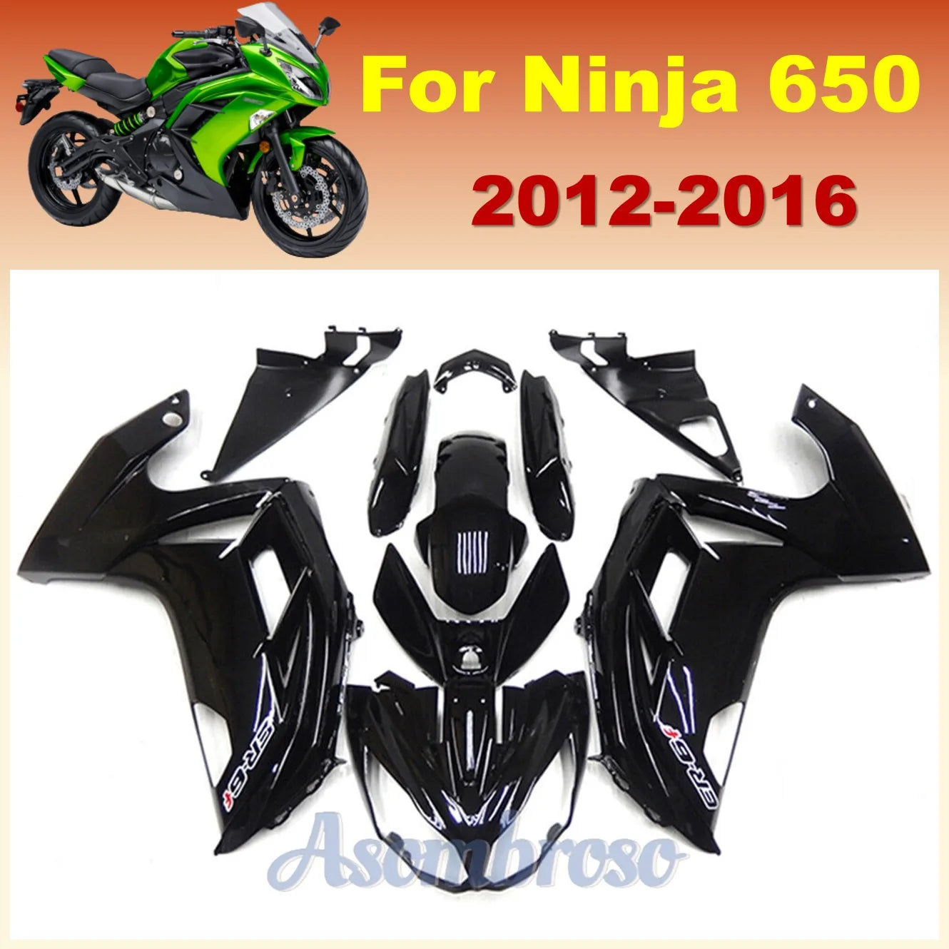 Gloss Black Fairing Kit For Kawasaki Ninja 650 2012 2013 2014 2015 2016 ER-6F EX650 Bodyframe Rebuilding Motorcycle Fairings Set