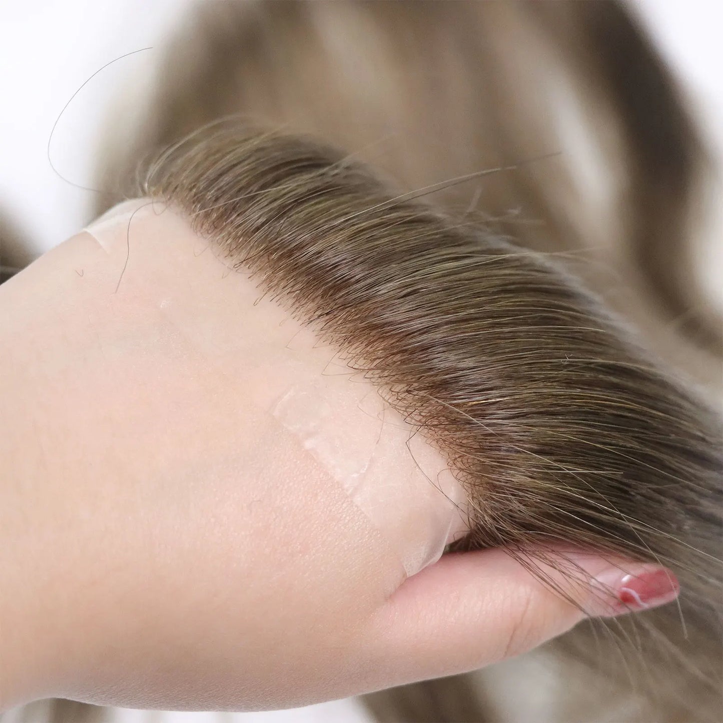 Men Toupee For Forehead 0.06mm Ultra Thin Skin #4 Brown Front Hairline Patch For Male Human Hair Wig Capillary Prosthesis Peruk