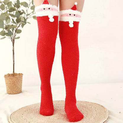 Snug Fleece Over Knee Socks Plush Cozy Winter Fall Sweet Long Female Hosiery Soft Fuzzy Leg Covers Floor Wear2024 New Bulk Deal