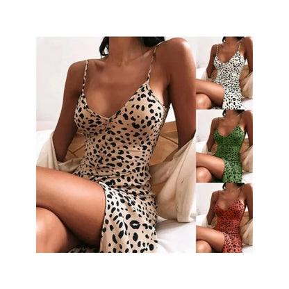 Women's S-5XL size Slim fit women's clothing with new leopard print print for spring and summer suspender dress Women's dress