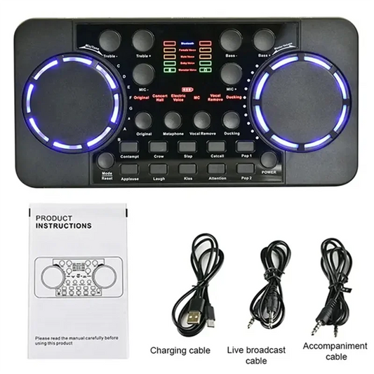 M07K-V300 Pro Sound Card Bluetooth-Compatible Audio Interface Mixer DJ Digital Effect Noise Reduction Console USB Record