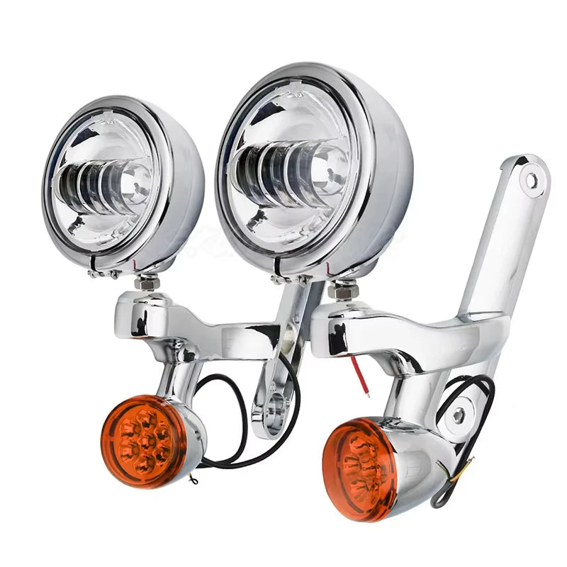 4.5 inch LED Fog Light Passing Light Match Housing Bucket Auxiliary Fog Lamp Bracket Turn Signal Light For Road King