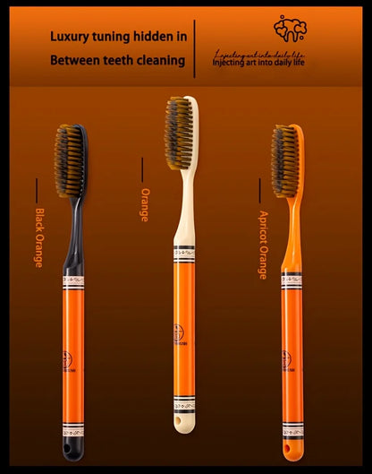 6-Pack of Accessible Luxury Long-Head Household Wide-Head Adult Ultra-Fine Soft-Bristled Toothbrush with Enlarged and Longed Couple Home Decoration Printed Handle to Care for Gums Filament Efficient Clean Fashion Design Non-S