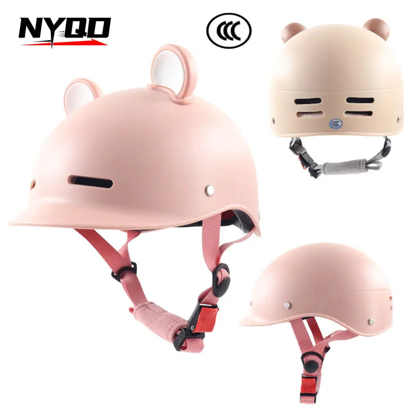 Cartoon Motorcycle Helmet Cute Half Helmet Unisex Sports Cycling Safety Helmet Summer Sun Protection Casco Moto Capacete