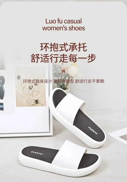 LUOFU Ladies Slippers Anti-Slip Soft Sole Fashionable Thick Bottom Women's Slip-On Shoes Comfortable Home Footwear
