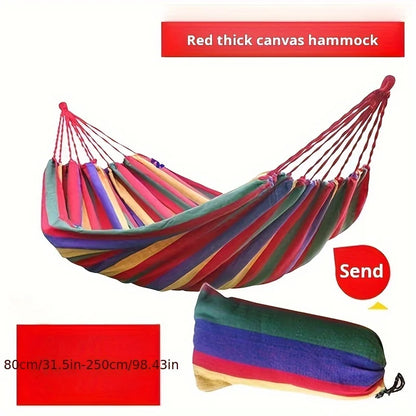 Outdoor Camping Essential 1 Portable Woven Canvas Hammock with Storage Bag Anti Rollover Indoor Outdoor for Patio Garden Camping