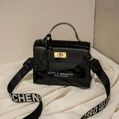 Bright Leather Kelly Bag - Printed Shoulder Crossbody Purse, Women's Easy-to-Match Fashion Handbag