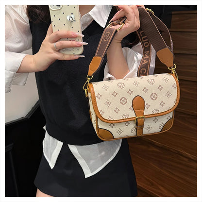 New Classic Texture Crossbody Bag Versatile Crossbody Bag High-End Underarm Bag Nurse Bag Wide Shoulder Strap Bag