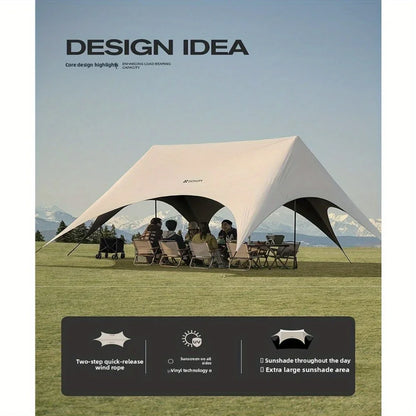 Outdoor camping blackout hexagonal canopy tent instant pop-up sunshade with table and chairs easy to set up for lazy campers