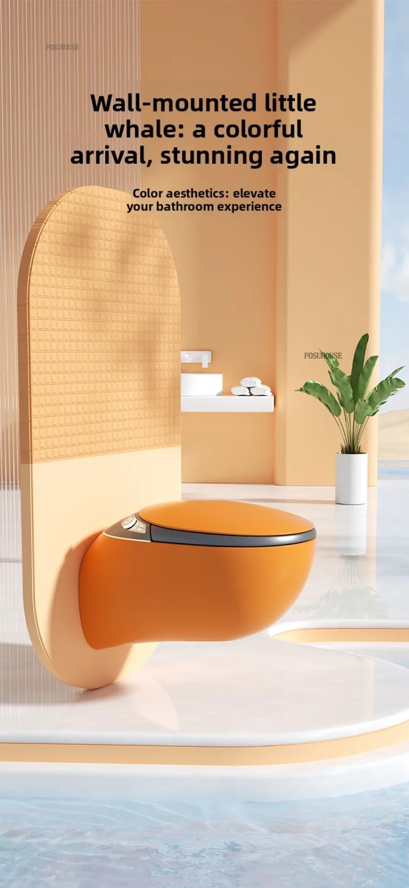 A50 Automatic Color and Black Smart Toilet for Bathroom Fixture Home Wall-mounted Wc Toilets with Tank Automatic Flip