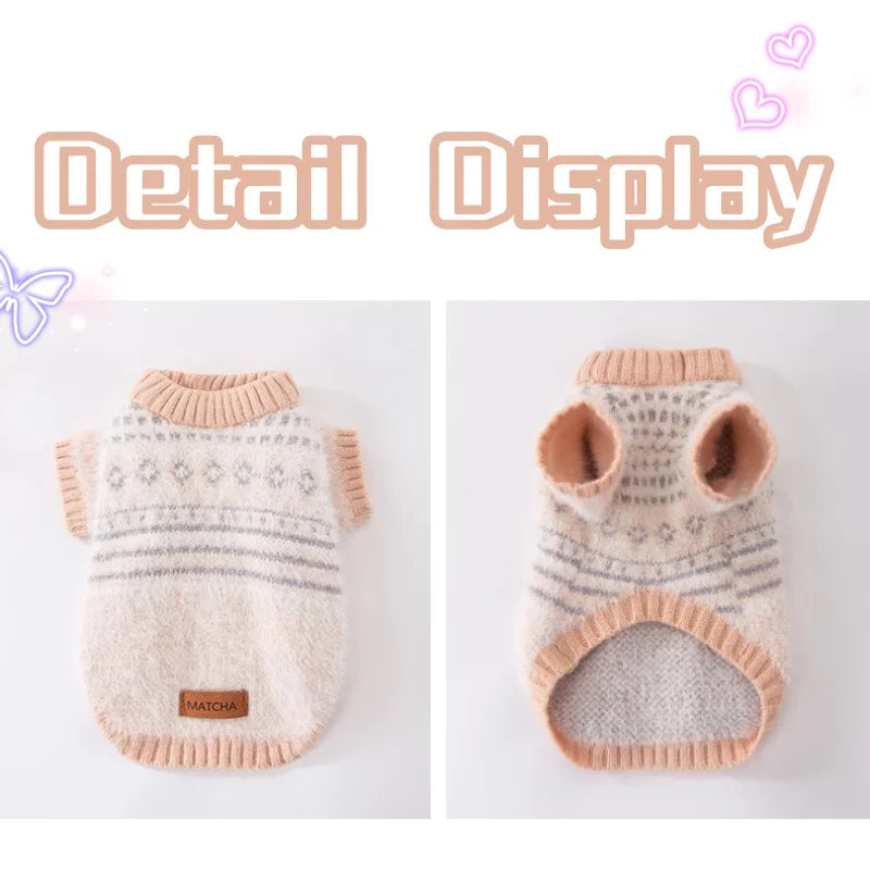 Fashion Plaid Dog Sweater Winter Warm Dog Clothes Cute Simple Puppy Knitted Pullovers Warm Soft Cat Sweaters Bichon Pet Costumes