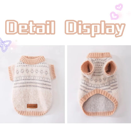 Fashion Plaid Dog Sweater Winter Warm Dog Clothes Cute Simple Puppy Knitted Pullovers Warm Soft Cat Sweaters Bichon Pet Costumes