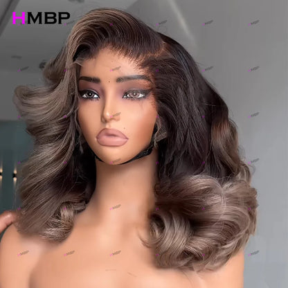 Glueless Lace Wig Human Hair Wear And Go Highlight Bouncy Curly Human Hair Lace Frontal Wig P4/613 Colour 13×4 HD Lace Front Wig