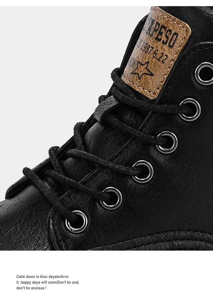 2024 New Men's Shoes High-top Leather Boots Men's Casual Fashion  Boots Retro All-match Work Shoes Fashion Desert Boots