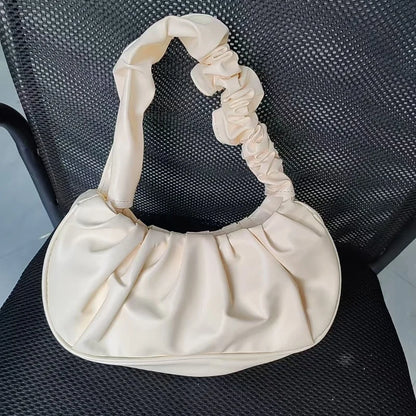 Fashion Pleated Handlebags for Women PU Cloud Bags Leisure Armpit Bag Shopping Shoulder Bags Dumpling Handbag Female Hand Bags