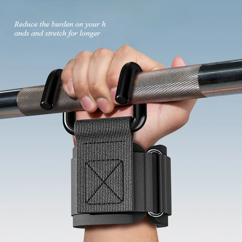 1PC Weight Lifting Hook Grips with Wrist Wraps Gym Hand-Bar Wrist Strap  Fitness Hook Weight Strap Pull-Ups Power Lift Gloves