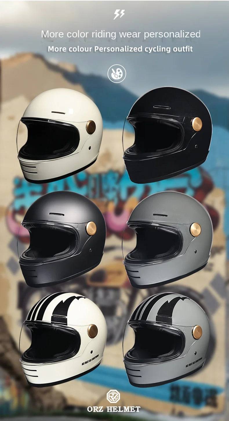 ORZ motorcycle helmet retro cruise full helmet personalized ghost knight helmet ABS material