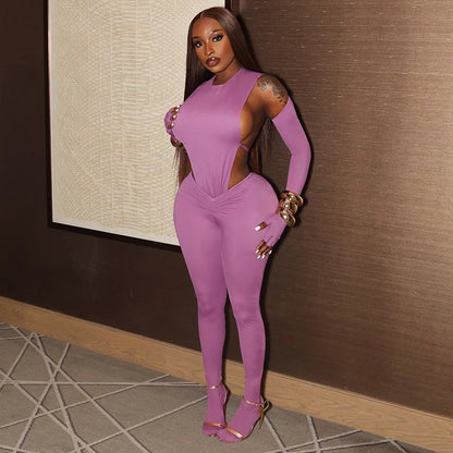 Weird Puss Sexy Women Tracksuit 2 Piece Set Sleeveless Side Split Bodysuit+Ruched Foot Leggings Matching Hipster Street Outfits