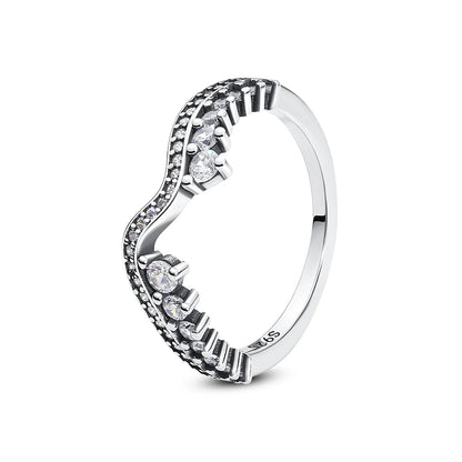 Original 925 Sterling Silver Ring Love Heart Pave CZ Crystal Stackable Rings For Women Wedding Engagement Birthday Gift Jewelry
