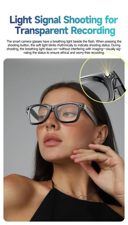 2025 New 800W Camera Glasses Bluetooth Smart Glasses with Camera Voice Call Music Smart Sunglasses Video Sound Record AI Glasses