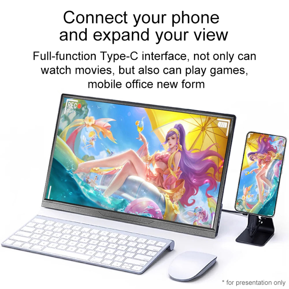 16inch Portable Monitor 2.5K/120HZ/100%sRGB  For Laptop XBox PS4 / 5 Switch Cell Phone Computer Extension Gaming  Travel Screen