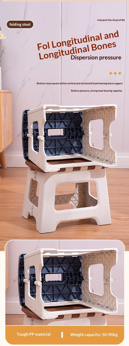 Folding stool, portable outdoor bench, low plastic, easy to carry, suitable for street vending, thickened stool, small household