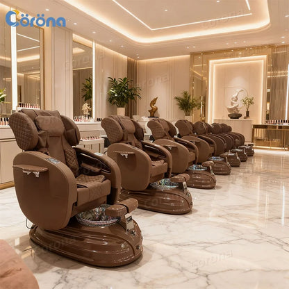 Black Gold Electric Reclining Pedicure Chair for Salon Luxury Pipeless Whirlpool Pedicure Chair No Plumbing for Nail Salon
