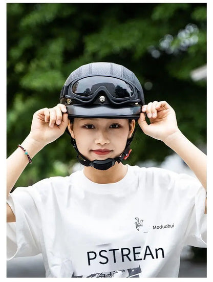 New style safety helmet motorcycle headgear all seasons universal for men and women, warm in autumn and winter,retro half helmet
