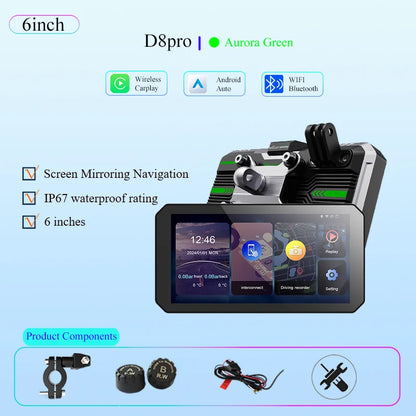 Gallop Sprite 6 inch Motorcycle GPS Navigation Wireless CarPlay Android Auto DVR Drive Recorder Portable Moto Monitor IPX7
