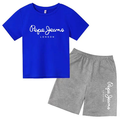 Kids Summer Fashion Casual Set - Boys Girls Toddler Clothes Charming Letter Print T-shirt with Short Sleeves And Shorts 3-12 Yea