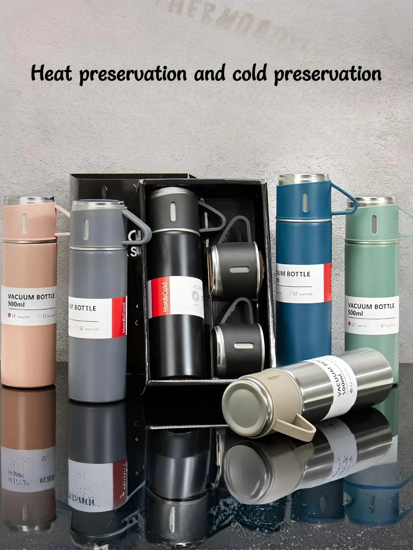 3-Lid Portable Insulated Gift Set - Premium Stainless Steel Cup for Home Outdoor, Leakproof Gift Option