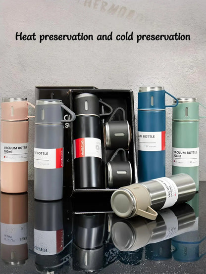 3-Lid Portable Insulated Gift Set - Premium Stainless Steel Cup for Home Outdoor, Leakproof Gift Option