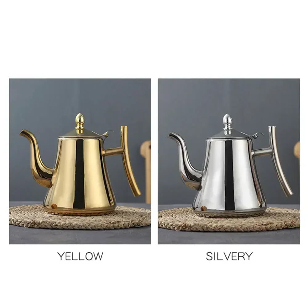 1L/1.5L Gold Teapot with Infuser Stainless Steel Water Kettle Tea pot Polish Fashion Durable Coffee Cold Water Pot Home Tea Tool