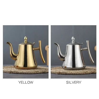 1L/1.5L Gold Teapot with Infuser Stainless Steel Water Kettle Tea pot Polish Fashion Durable Coffee Cold Water Pot Home Tea Tool