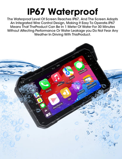 Jansite Motorcycle Display Screen Carplay Moto Navigation Portable Digital Dashboard Motobike Android Auto Waterproof BT Monitor