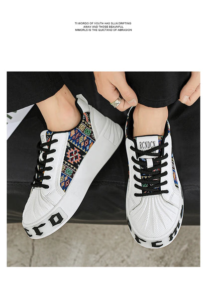 Men's White Sneakers 2025 New Arrival Fashionable Casual Shoes Durable Anti-slip Thick-soled Elevator Comfortable Breathable Eas