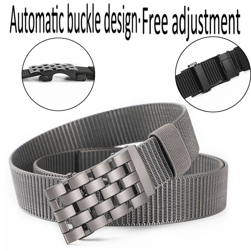 Men's Fabric Belt Nylon Canvas Automatic Belt Man Designer Belts Men Working Waistband Casual Men's Trousers Waist Belt ZX006