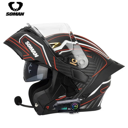 SOMAN Modular Helmet Flip Full Face Motorcycle Helmet Dual Visor Lens Racing Casco casque moto approved 오토바이핼멧