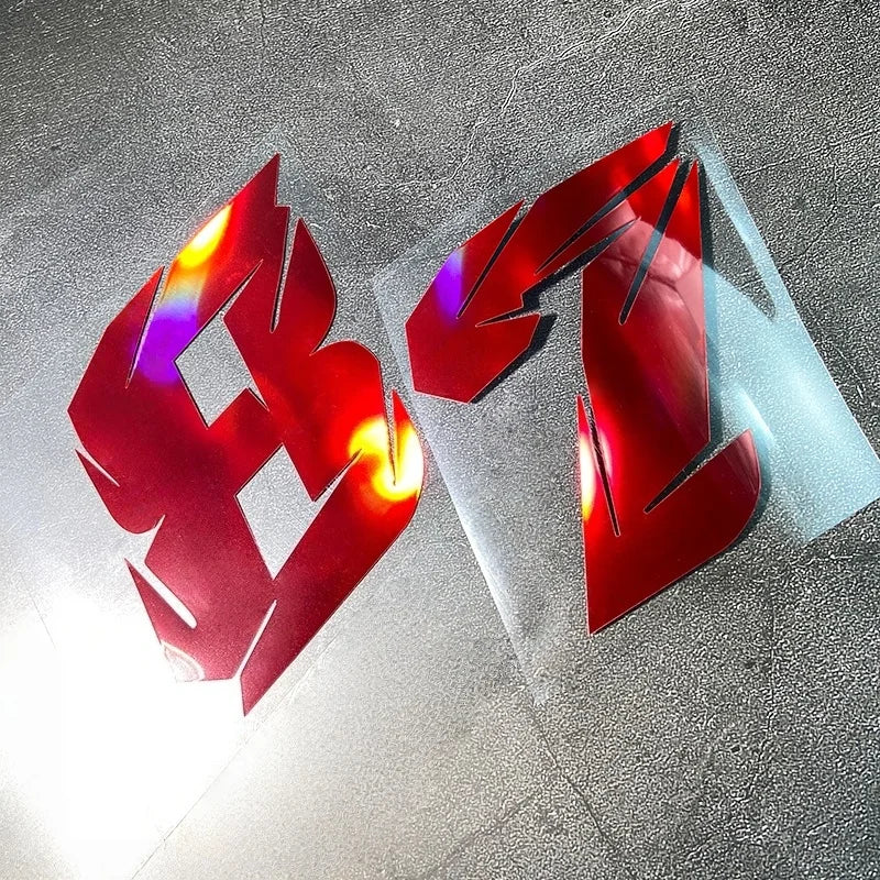 1PC Red Laser Motorcycle Stickers Arabic Numeral Waterproof for Motorbike Helmet Fuel Tank Mudguard Scooter Bodies Vinyl Decals