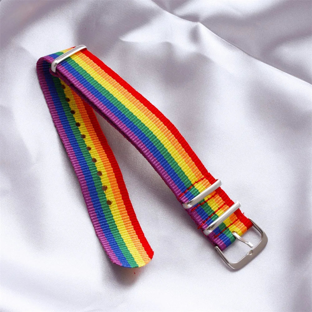 2/5pcs Pride Rainbow Strap Bracelets for Man Woman Adjustable Nylon Watch Band Charm Wristband Trendy LGBT Frienship Jewelry