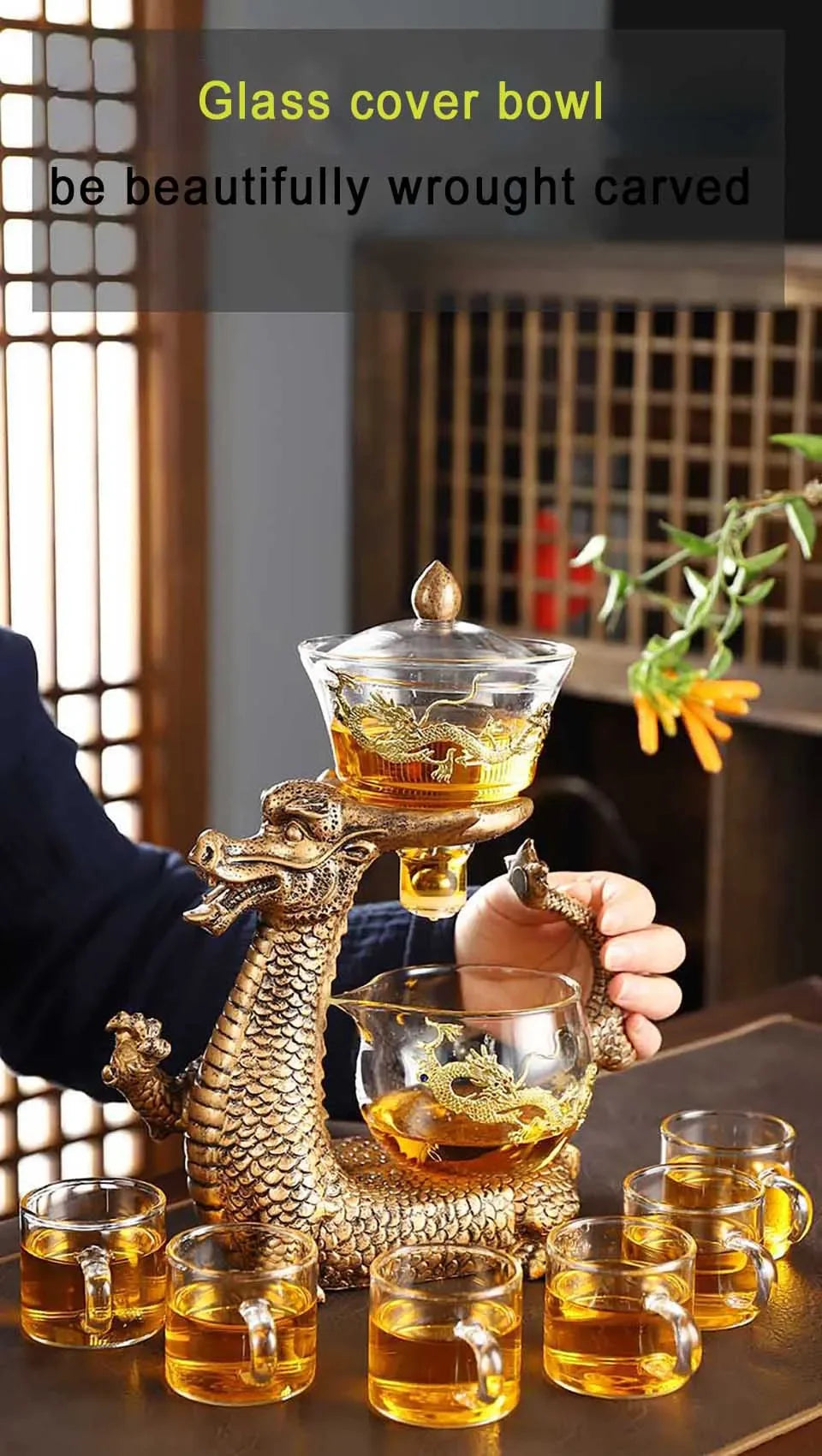New Creative Dargon Teapot Full Automatic Glass Tea Set Pu'er Oolong Magnetic Suction Cup Teapot