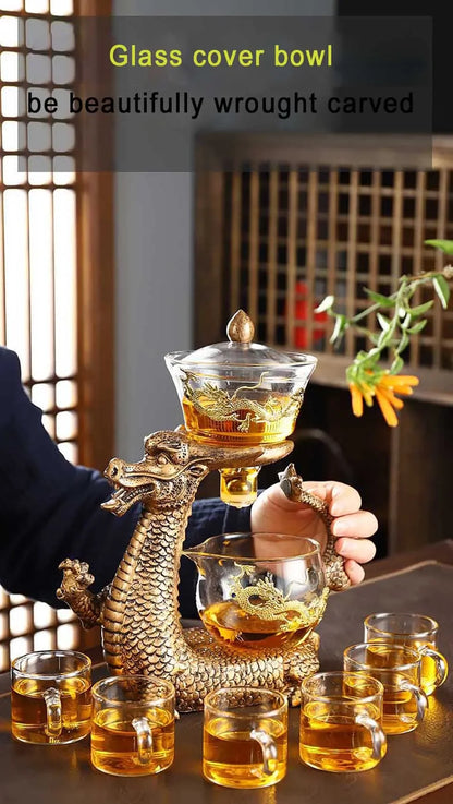 New Creative Dargon Teapot Full Automatic Glass Tea Set Pu'er Oolong Magnetic Suction Cup Teapot